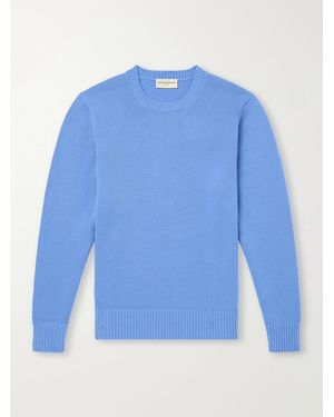 Officine Generale Mycrew Merino Wool And Cashmere-Blend Jumper - Blue