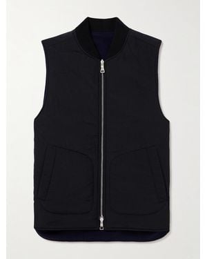 MR P. Reversible Padded Wool-Blend Gilet - Blue
