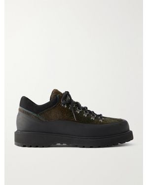 Diemme Cornaro Gomma Suede And Rubber-Trimmed Calf-Hair Hiking Boots - Black