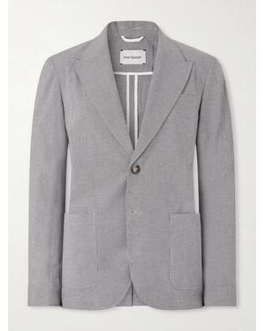 Oliver Spencer Finsbury Checked Cotton-Blend Seersucker Suit Jacket - Grey