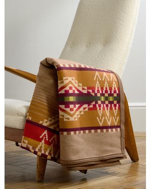 Pendleton Beacon Rock Virgin Wool And Cotton-Blend Jacquard Blanket - Brown