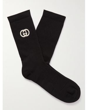 Gucci Cotton Blend Socks With Interlocking G - Black