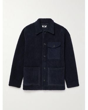 Hartford Cotton Corduroy-Trimmed Fleece Jacket - Blue