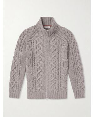 Brunello Cucinelli Cable-Knit Cashmere Zip-Up Jumper - Grey