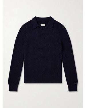 Aimé Leon Dore Ribbed Cotton-Blend Bouclé Polo Shirt - Blue