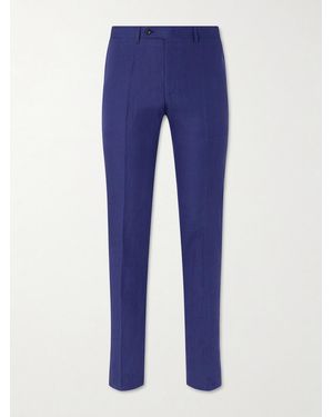 Canali Straight-Leg Linen Suit Trousers - Blue