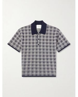 The Elder Statesman Checked Cashmere Polo Shirt - Grey