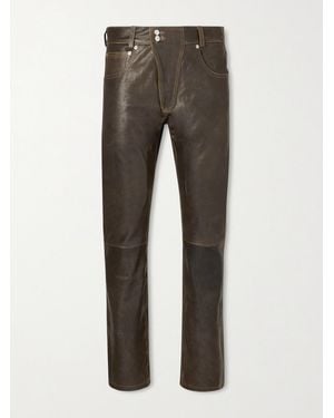 Enfants Riches Deprimes Moto Fly Slim-Fit Straight-Leg Leather Trousers - Grey