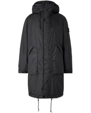 Stone Island Logo-appliquéd Crinkle Reps Hooded Parka - Black