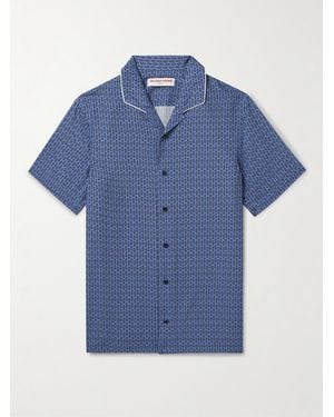 Orlebar Brown Hibbert Perez Camp-Collar Printed Lyocell Shirt - Blue