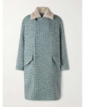 ZEGNA Double-breasted Wool And Cashmere-blend Tweed Coat - Blue