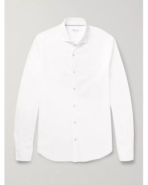 Loro Piana Andrew Slim-fit Cutaway-collar Cotton-piqué Shirt - White