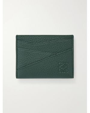 Loewe Puzzle Edge Anagram-Embossed Full-Grain Leather Cardholder - Green