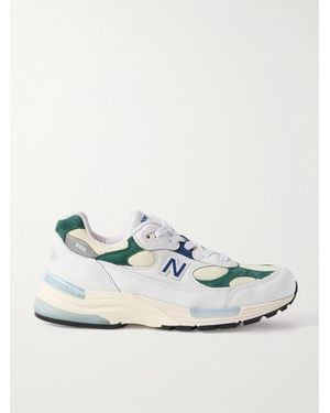 New Balance M992 Leather And Suede-Trimmed Mesh Trainers - Metallic