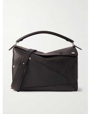 Loewe Puzzle Leather Messenger Bag - Black