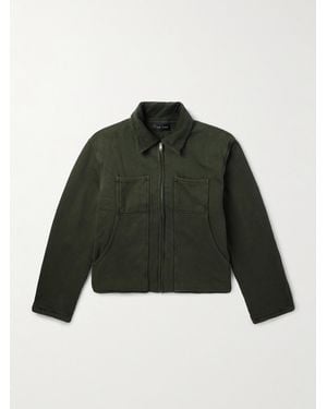 Les Tien Utility Jacke aus Baumwoll-Jersey mit Cordbesatz - Grün