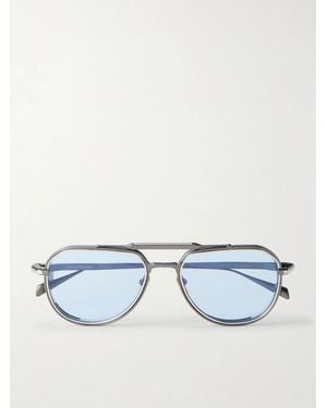 Jacques Marie Mage Commander Aviator-Style Titanium Sunglasses - Blue