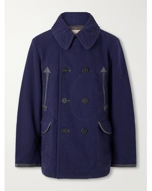 RRL Leather-Trimmed Wool-Blend Coat - Blue