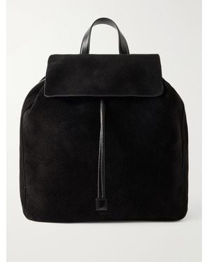 Tom Ford T Line Leather-trimmed Perforated Suede Backpack - Black