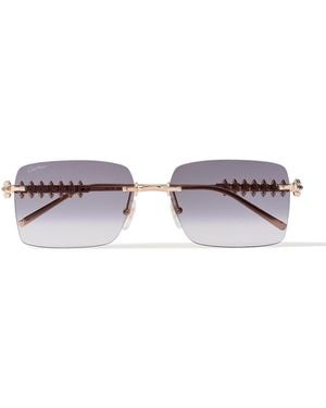 Cartier Clash De Cartier Rimless Rectangular-frame Gold-tone Sunglasses - Metallic