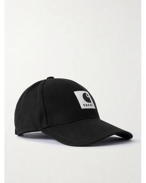 Sacai Carhartt Wip Logo-appliquéd Cotton-canvas Baseball Cap - Black
