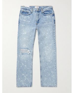 FRAME The Boxy Straight-Leg Distressed Paint-Splattered Jeans - Blue