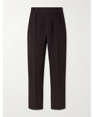 Kaptain Sunshine Straight-Leg Cotton And Linen-Blend Trousers - Black