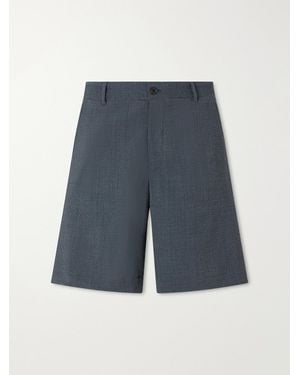 Paul Smith Checked Wool-blend Seersucker Shorts - Blue