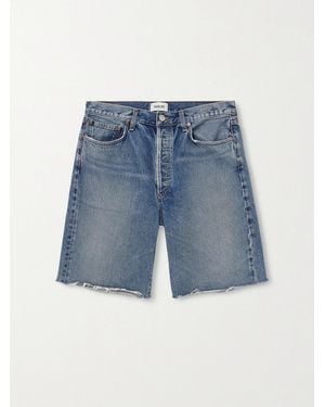 Agolde Anson Straight-leg Frayed Denim Shorts - Blue