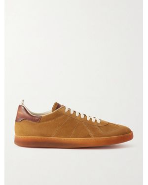 Officine Creative Militia 002 Leather-trimmed Suede Trainers - Brown