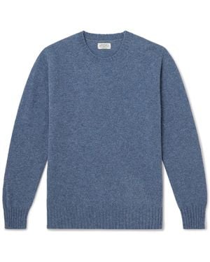 Hartford Brushed Shetland Wool Sweater - Blue