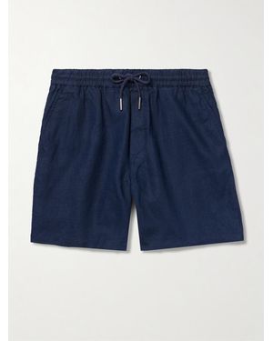 NN07 Gregor 1454 Straight-Leg Linen Drawstring Shorts - Blue