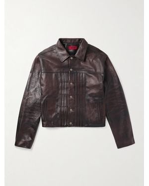 424 Verkürzte Jacke aus Leder - Braun