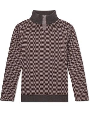 Enfants Riches Deprimes Puke & Cry Intarsia Cotton Half-Zip Sweater - Brown