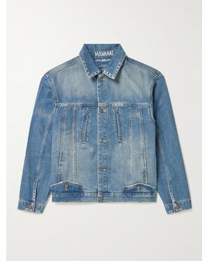 MANAAKI Hemi Embroidered Denim Trucker Jacket - Blue