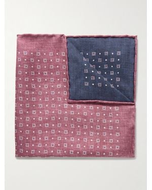 Brunello Cucinelli Printed Silk Pocket Square - Pink