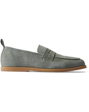 MR P. Leo Suede Penny Loafers - Green