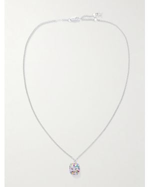 Celine Silberfarbene Anhängerkette mit Cubic Zirkonia - Weiß