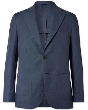 De Petrillo Linen Suit Jacket - Blue