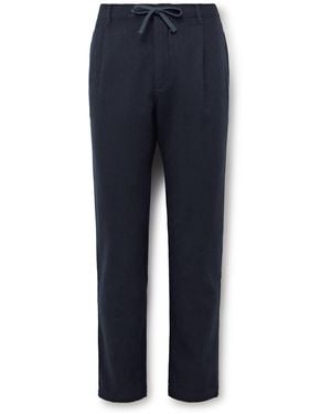 Hartford Tanker Straight-Leg Wool-Blend Drawstring Pants - Blue