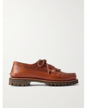 Yuketen Kiltie Fringed Leather Boat Shoes - Brown