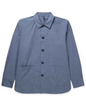 Incotex Teknosartorial Washed Cotton-Blend Poplin Overshirt - Blue