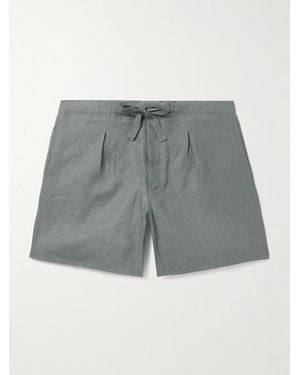 STÒFFA Straight-Leg Linen Drawstring Shorts - Grey