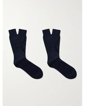 MR P. Two-Pack Ribbed Organic Cotton Socks - Blue