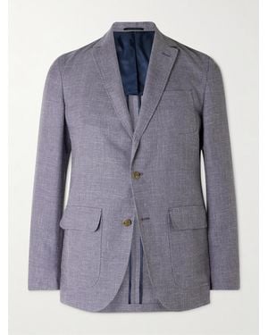 Sid Mashburn Ghost Slim-Fit Wool, Cotton, Silk And Linen-Hopsack Blazer - Blue