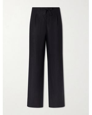 STÒFFA Straight-Leg Linen-Twill Drawstring Trousers - Blue