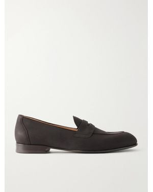 Brioni Nubuck Penny Loafers - Braun