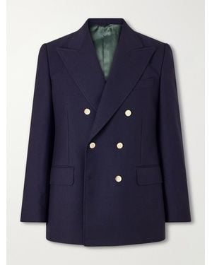 Husbands Double-Breasted Wool-Twill Blazer - Blue