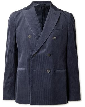 MR P. Slim-Fit Double-Breasted Cotton And Cashmere-Blend Corduroy Tuxedo Jacket - Blue