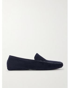 Thom Sweeney Cashmere-Lined Suede Slippers - Blue